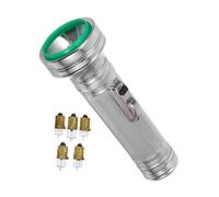 Didiseaon Vintage Iron Flashlight Handheld Torch for Treasure Hunt and Night Exploration, Retro 1980s Style with Green Trim and 5 Bulbs, Old-fashioned Red Light Flashlight for Outdoor Use