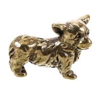 Didiseaon Vintage Solid Brass Corgi Statue Desktop Animal Figurine Lifelike Miniature Dog Decor for Home Office Craft Collection