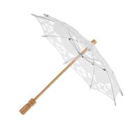 Didiseaon Vintage White Lace Bridal Umbrella with Elegant Cotton Cloth and Wood Frame, Soft Cotton Material, Versatile Use for Wedding Photography and Daily Use, Classic Western Royal Style
