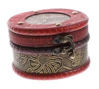 Didiseaon Vintage Wooden Jewelry Box Compact Trinket Case with Hasp Decorative Round Rings Storage Organizer for Dressing Table Lightweight Sturdy Wood Craft for Women