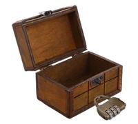 Didiseaon Vintage Wooden Storage Box with Combination Lock Small Antique Jewelry Organizer Rustic Treasure Chest for Keepsakes and Trinkets Retro Decorative Storage with Handle for Home