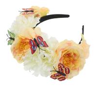 Didiseaon Vintage Yellow Floral Butterfly Headband with Realistic Details, Polyester Material, for Halloween and Themed Party Costumes, Elegant Retro Style Hair Accessory