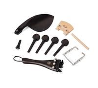 Didiseaon Violin Handmade Wooden Parts 15pcs Designed to Withstand String Tension Ebony Fittings Set with Tailpiece, Chinrest, Clamps, Endpin, Tail Gut and 4 Pegs for DIY High-grade