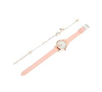 Didiseaon Watch and Bracelet Set Precise Quartz Wrist Watch for Women with Leather Strap Zinc Alloy Case and Decorative Star Moon Bracelet Elegant Fashionable Casual Design for Parties