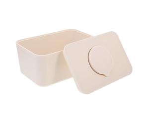Didiseaon Wet Tissue Dispenser Box with Silicone Seal Lid, Beige Rectangle Diaper Wipes Holder for Car and Home, Moisture-Proof Paper Towel Container for Nursery and Travel