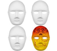Didiseaon White Mask Full Face: 4pcs Blank Paper Masks Paintable DIY Masks Adult Costume for Masquerade, Halloween, Carnival Party Favor