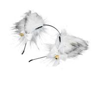 Didiseaon White Plush Foxes Ears Headband Comfortable to Wear Hair Accessory with Chic Workmanship Suitable for Party Decoration and Masquerade Events