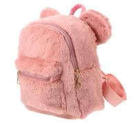 Didiseaon Winter Plush Women Backpack with Bear Ears Soft Casual Two-shoulder Bag for Outdoor Travel Shopping and Daily Use Pink Fashionable Furry Rucksack with Zipper Closure