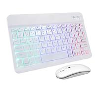 Didiseaon Wireless Keyboard and Mouse White and Three Backlit Function for Portable Use Tablet Phone Includes Spanish Keyboard Stickers