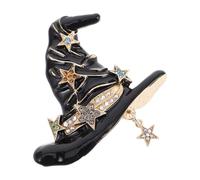 Didiseaon Witch Hat Brooch Pin Black Alloy Metal with Rhinestones Unique Design and Versatile Accessory Halloween for Women and Men for Costumes and Halloween Party Styling