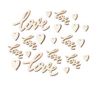 Didiseaon Wood Chips Love Letter Pieces for Crafting 100pcs Heart Shaped and Easy Storage, Natural Wooden for Valentine's Day Random Style and Wedding Romantic Decorations