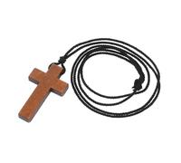 Didiseaon Wood Cross Pendant Necklace Cord Jewelry for Men Women Rustic Design for Faithful Believers for Religious Celebrations Everyday Wear