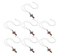 Didiseaon Wooden Cross Necklace Set with Small Wood Cross Pendants Lightweight for Men and Women 7pcs Vintage Rope Chain Minimalist Artistic Design for Everyday Costume Accessory