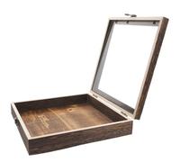 Didiseaon Wooden Display Box with Flip Cover 25X25X4.5Cm, Butterfly Shadow Box for Dried Flower Frame and Memorabilia Storage, Small Natural Wood Keepsake Case for Science
