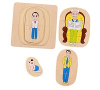 Didiseaon Wooden Multi Layered Human Body Puzzle Montessori Educational for Early Learning Developmental Game Engaging Growth Model