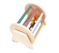 Didiseaon Wooden Textile Drum for Fine Motor Skills Development Montessori Educational Rolling Drum with Colorful Balls and Bell Sound Safe Smooth Surface Cognitive Plaything for