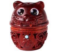 Didiseaon Wooden Tiger Keyring Pendant, Openable Aroma Beads Holder Charm, Bag Decoration, Jewelry Making, Hollow Carving, Wood