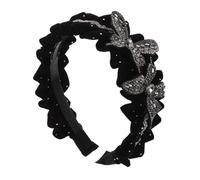Didiseaon Wrinkle Detail Black Bow Headband for Face Washing Volume Enhancing Wide Hairband Compact Fashion Accessory for Women and Classic Elegant Design