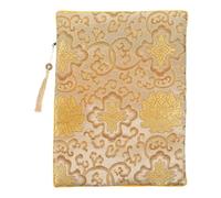 Didiseaon Zippered Scripture Bag Large Floral Embroidery Sundries Pouch with Tassel Classic Book Packaging for Wrapping Supply Versatile Organizer for Buddhist Scriptures and Prayer Books