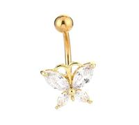 Didiseaon Zircon Butterfly Belly Ring Gold Tone Navel Piercing Jewelry for Women Stylish Body Piercing Accessory Comfortable and Easy to Wear Chic Design