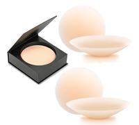 Didiseen 2 Pairs Silicone Nipple Covers Nippleless Pasties Women Invisible Reusable Adhesive Breast Petals for Dress Backless (Champagne)