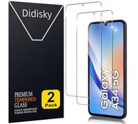 Didisky 2 Pack Tempered Glass Screen Protector for Samsung Galaxy A34 5G, Scratch-Resistant, 9H Hardness, No Bubbles, High Definition Screen Protector, Easy to Use