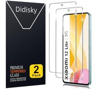 Didisky 2 Pack Tempered Glass Screen Protector for Xiaomi 12 Lite 5G 6.55'', Scratch-Resistant, 9H Hardness, No Bubbles, High Definition Screen Protector, Easy to Use