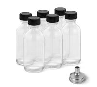 DIDITIME 6 Pack 2 oz Juice Bottles with Lids & Stainless Steel Funnels, Wellness Ginger Shots Bottles, Mini Travel Bottles, 60ml Small Jars with Lids for Potion, Ginger Shots, Oils, Juice