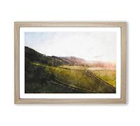 Didling Countryside in West Sussex Painting Framed Print | A2 Oak Framed Wall Art | Ready to Hang | Modern Historical Picture | Living Room Bedroom Lounge Office