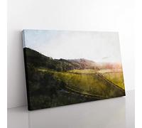 Didling Countryside In West Sussex Painting Modern Art Canvas Wall Art Print Ready to Hang, Framed Picture for Living Room Bedroom Home Office Décor, 50x35 cm (20x14 Inch)