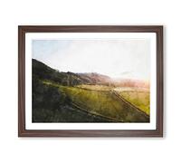 Didling Countryside In West Sussex Painting Modern Art Framed Print | A2 Walnut Framed Wall Art | Ready to Hang | Modern Historical Picture | Living Room Bedroom Lounge Office