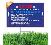 Didn’t Start with Camps Political Protest Yard Sign - 18"x12" Double-Sided Weatherproof Corrugated Plastic with Metal H-Stake - Anti Trump/Pro-Democracy Statement Sign