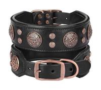 Didog Genuine Leather Dog Collar Wide, Soft Heavy Duty 5cm Wide Leather Dog Collars, Luxury Durable Dog Collar for Medium Large Dogs, Black, XL