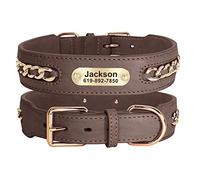 Didog Genuine Leather Dog Collars, Exquisite Metal Braided Leather Dog Collar Personalized with Engraved Wide Nameplate, Adjustable & Durable Custom Dog Collars for Small Medium Large Dogs, Brown, L