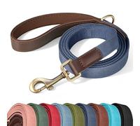 Didog Leather Dog Leash for Small Dogs 4.5ft, Soft Padded Handle Dog Leashes for Medium Size, Walking and Training Leashes Faux Leather for Large Pet,Blue