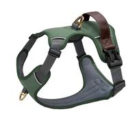 Didog No Pull Dog Harness Medium Sized Dog,Classic PU Leather Vest for Large Dogs with Easy Control Handle,No Choke Front Clip,Reflective & Adjustable for Walking,Green,Chest 27-33"