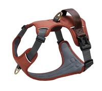 Didog No Pull Dog Harness Medium Sized Dog,Classic PU Leather Vest for Medium Dogs with Easy Control Handle,No Choke Front Clip,Reflective & Adjustable for Walking,Brown,Chest 22-29"