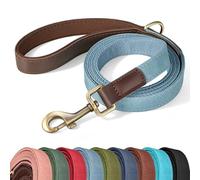 Didog PU Leather Dog Leash for Small Dogs 5ft, Soft Padded Handle Dog Leashes, Easy to Clean, Walking and Training Leashes Faux Leather for Small Pet,Denim Blue
