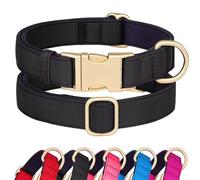 Didog Waterproof Nylon Dog Collar Soft Padded, Durable Dog Collars with Quick Released Metal Buckle, Lightweight and Breathable Dog Collar for Large Medium Small Dogs, Black, L