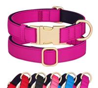 Didog Waterproof Nylon Dog Collar Soft Padded, Durable Dog Collars with Quick Released Metal Buckle, Lightweight and Breathable Dog Collar for Large Medium Small Dogs, Hot Pink, L