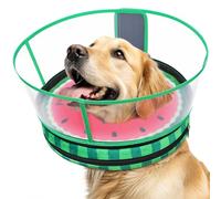 Didopet Sponge Dog Cone After Surgery, No Inflation Required Dog Donut Collar to Stop Licking, Inflatable Cone Alternatives for Medium Pets, Soft Recovery Collar with Protective Shield (Watermelon, S)