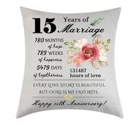 Didsbfsd 15 Years of Marriage Fifteenth Fifteenth Wedding Anniversary Throw Pillow Cover Keepsake Decoration Gift for Couples Women Men Husband Wife
