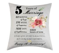 Didsbfsd 5 Years of Marriage Fifth Fifth Wedding Anniversary Throw Pillow Cover Keepsake Decoration Gift for Couples Women Men Husband Wife