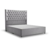 Didsbury Bed Silver Grey - Double / Electric Ottoman / Dark Wood