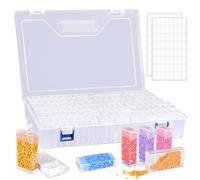 DIDUDE Diamond Painting Storage Box, 120 Grids Plastic Containers Diamond Embroidery Box, Plastic Beads Nail Art Storage Container Painting Accessories DIY Craft Jewellery Rhinestone with Stickers