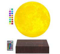 DIDWI Floating Moon Lamp, 16 Color LED, Magnetic Levitating, Remote & Touch Control, Modern Decor for Office, Bedroom, Wood, PLA Material, Multicolor