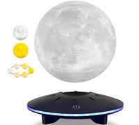 DIDWI Levitating Moon Lamp, 3D Printing Spinning Moon Light, Magnetic Floating Lunar Lamp, Touch Control LED Moon Globe Lamps Night Lights Room Decor, Office Desk Tech Gadgets, Unique Gift