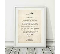 Didymus Co John Lennon - Imagine - Song Lyric Art Poster Print (UNFRAMED) - Sizes A4 A3 (A4 Framed With Mount (WHITE))