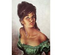 Didymus Co Tina in Green Dress by J H Lynch from the Tretchikoff Era - Vintage Kitsch Art Print (A3)