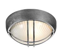 Happy Homewares Black/Silver Die Cast Aluminium Outdoor Circular Bulkhead Porch or Wall Light